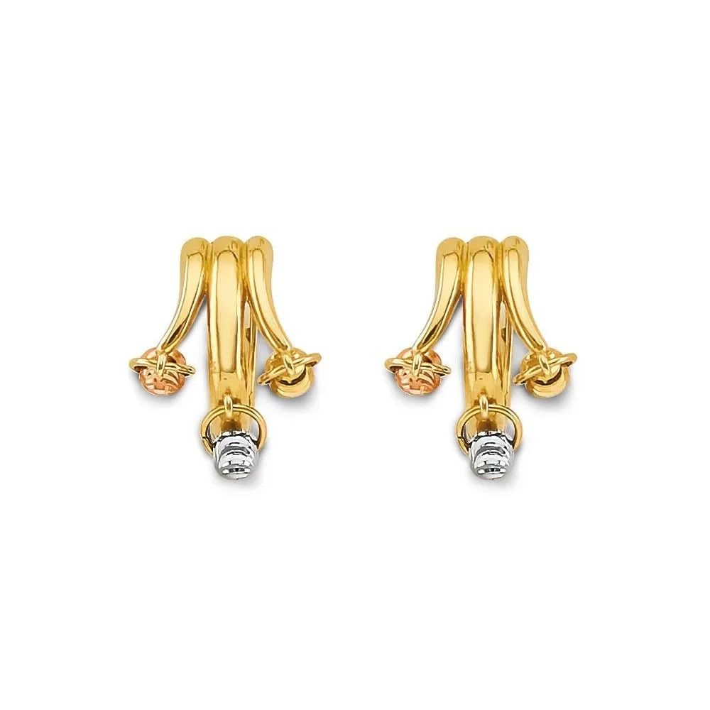 NEW 14K TRI COLOR GOLD HOLLOW HOOP EARRINGS: NEW 14K TRI COLOR GOLD HOLLOW HOOP EARRINGS HOLLOW HOOP EARRINGS NEW 14K TRI COLOR GOLD HEIGHT - 23 mm WIDTH - 20 mm Apx WEIGHT - 1 g