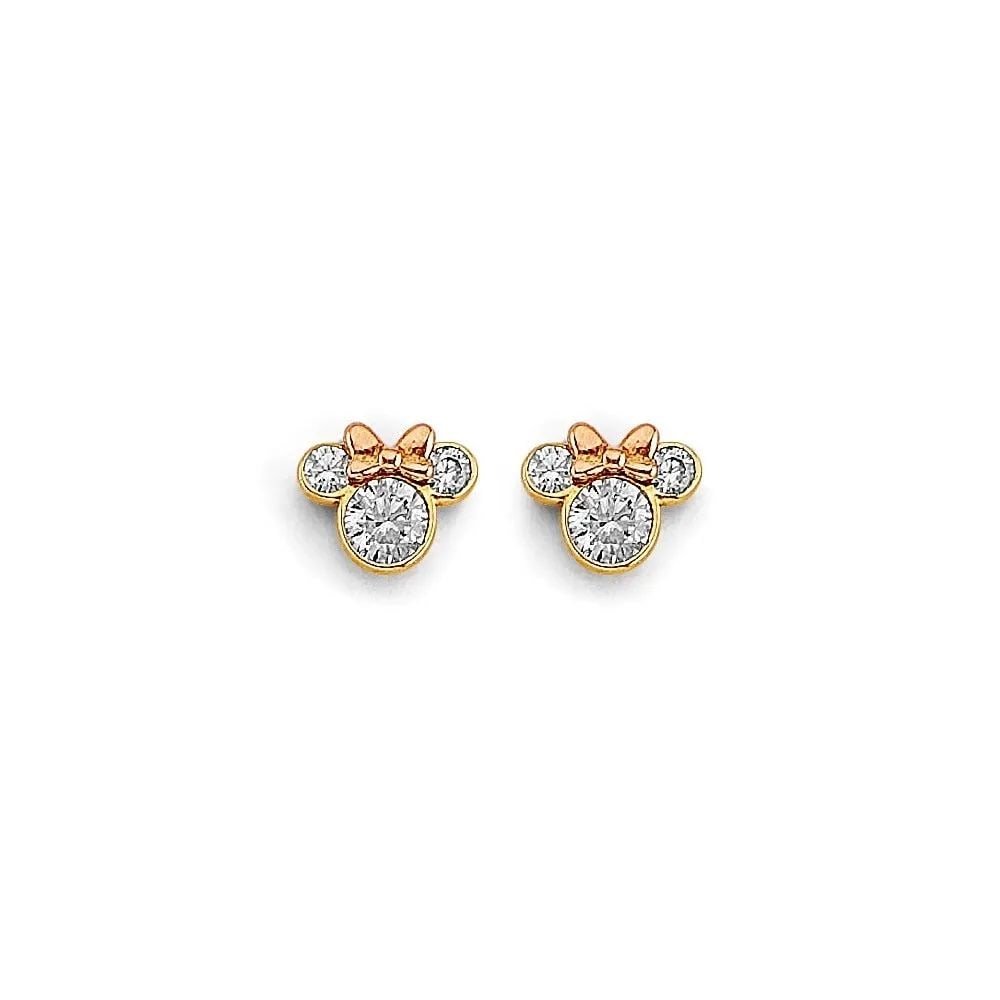 NEW 14K TWO TONE GOLD MOUSE STUD EARRINGS WITH SCREW BACK (1 of 2)