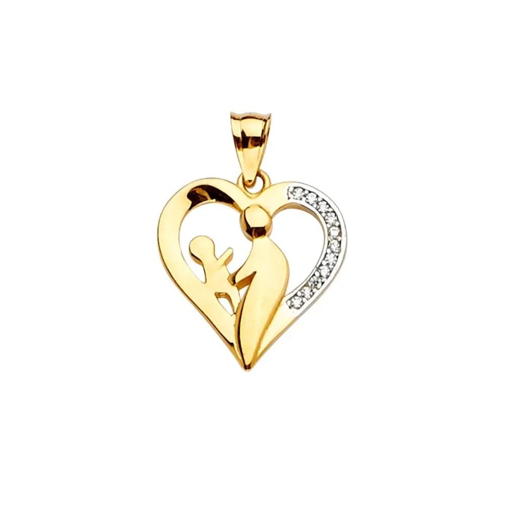 NEW 14K YELLOW GOLD MOM & CHILD PENDANT (1 of 2)