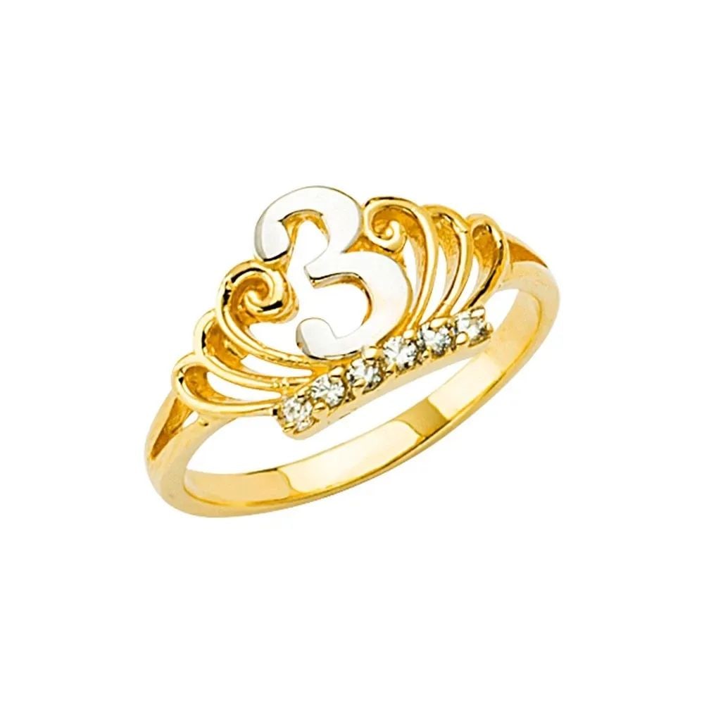 NEW 14K TWO TONE GOLD 3YEARS OLD BABY CROWN RING (1 of 2)