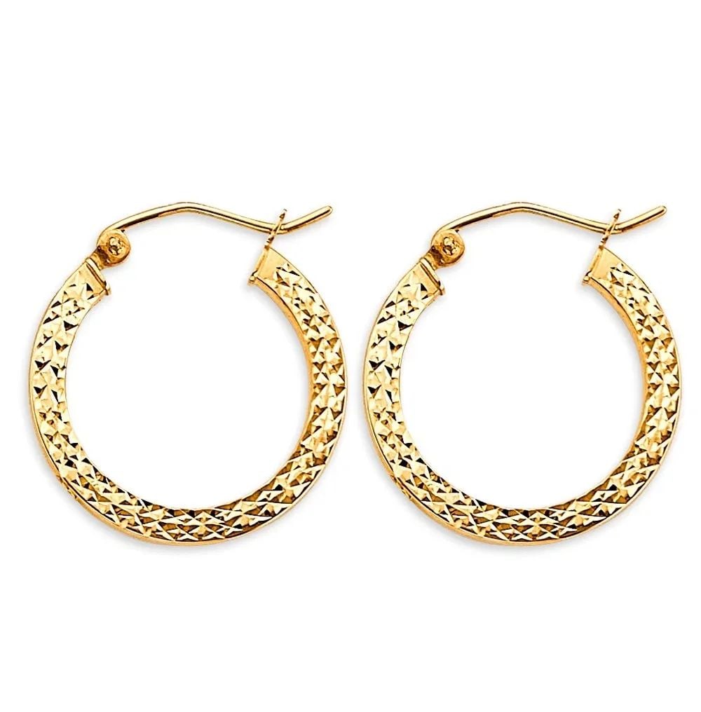 NEW 14K YELLOW GOLD DC HOOP EARRINGS (1 of 2)