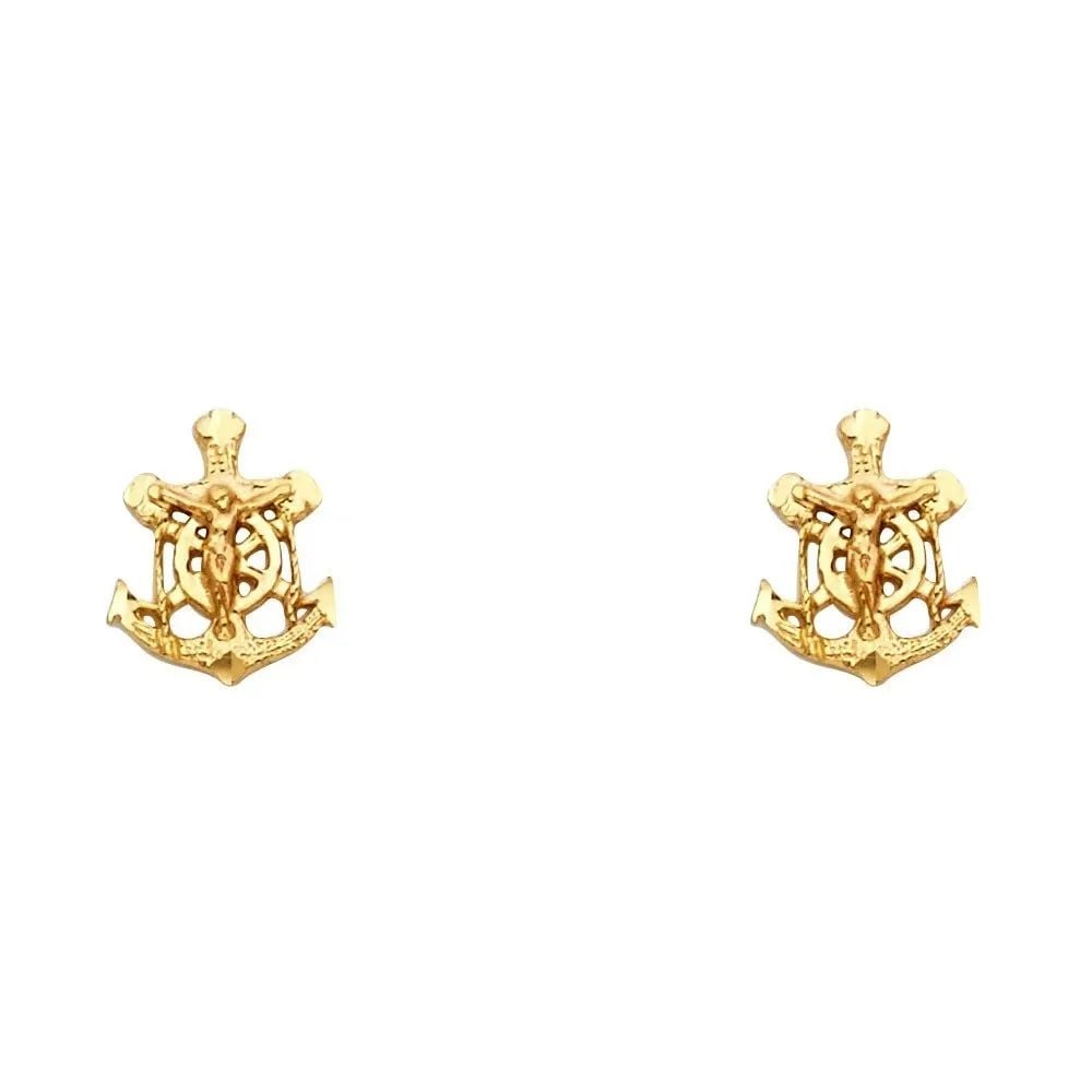 NEW 14K YELLOW GOLD SMALL ANCHOR POST EARRINGS: NEW 14K YELLOW GOLD SMALL ANCHOR POST EARRINGS SMALL ANCHOR POST EARRINGS NEW 14K YELLOW GOLD HEIGHT - 11 mm WIDTH - 8 mm Apx WEIGHT - 0.8 g