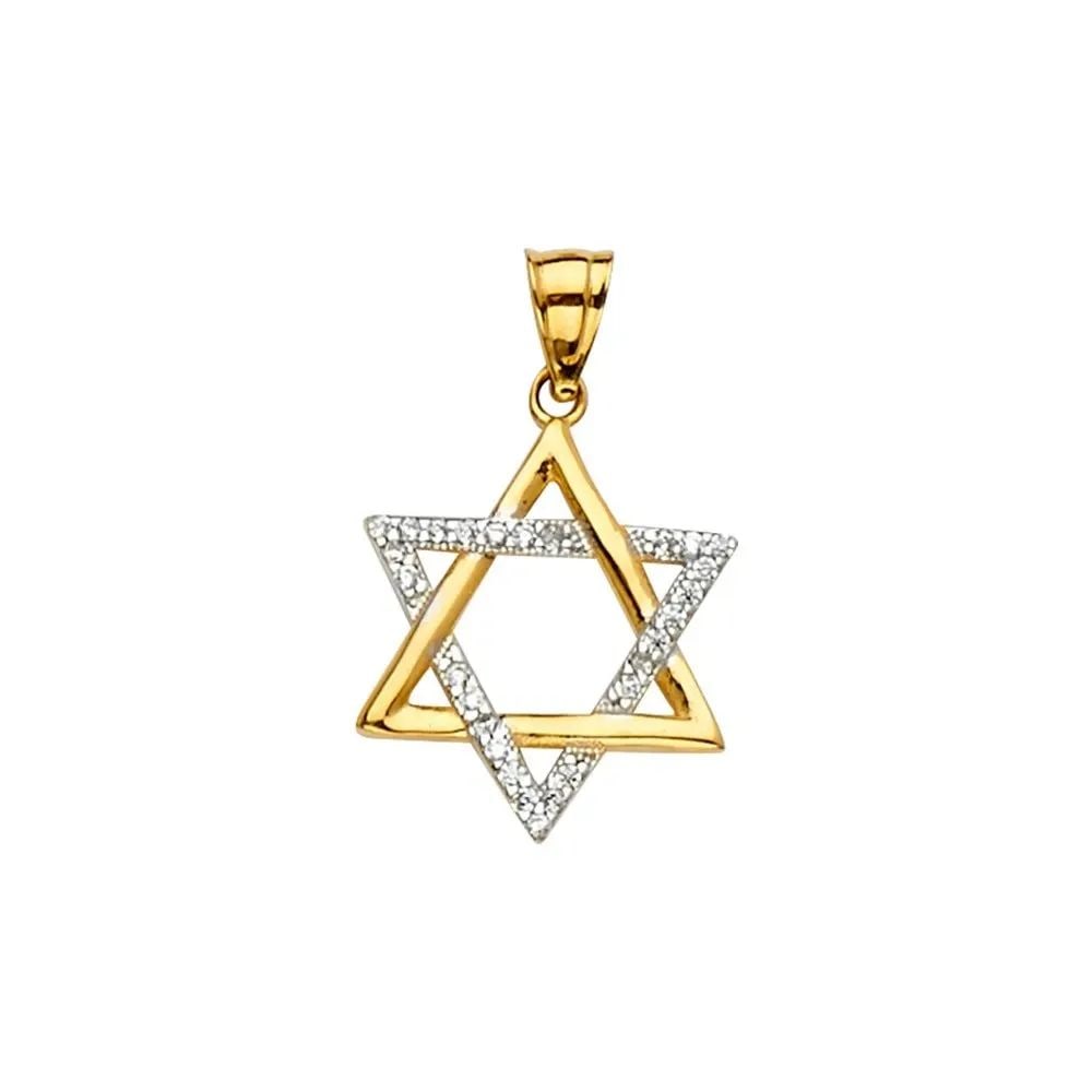 NEW 14K TWO TONE GOLD STAR OF DAVID PENDANT (1 of 2)