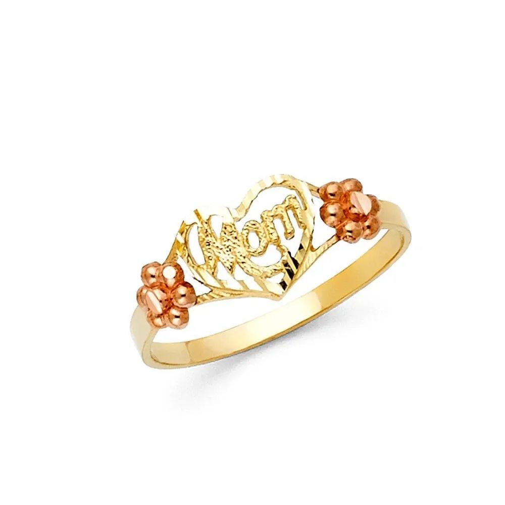 NEW 14K TWO TONE GOLD MOTHERS RING - SIZE 7 (1 of 2)