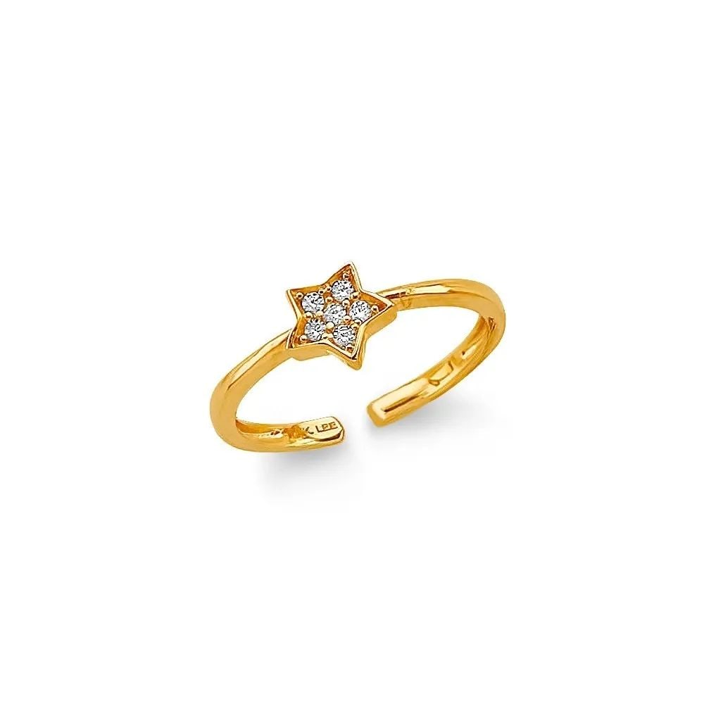 NEW 14K YELLOW GOLD STAR TOE RING (1 of 2)