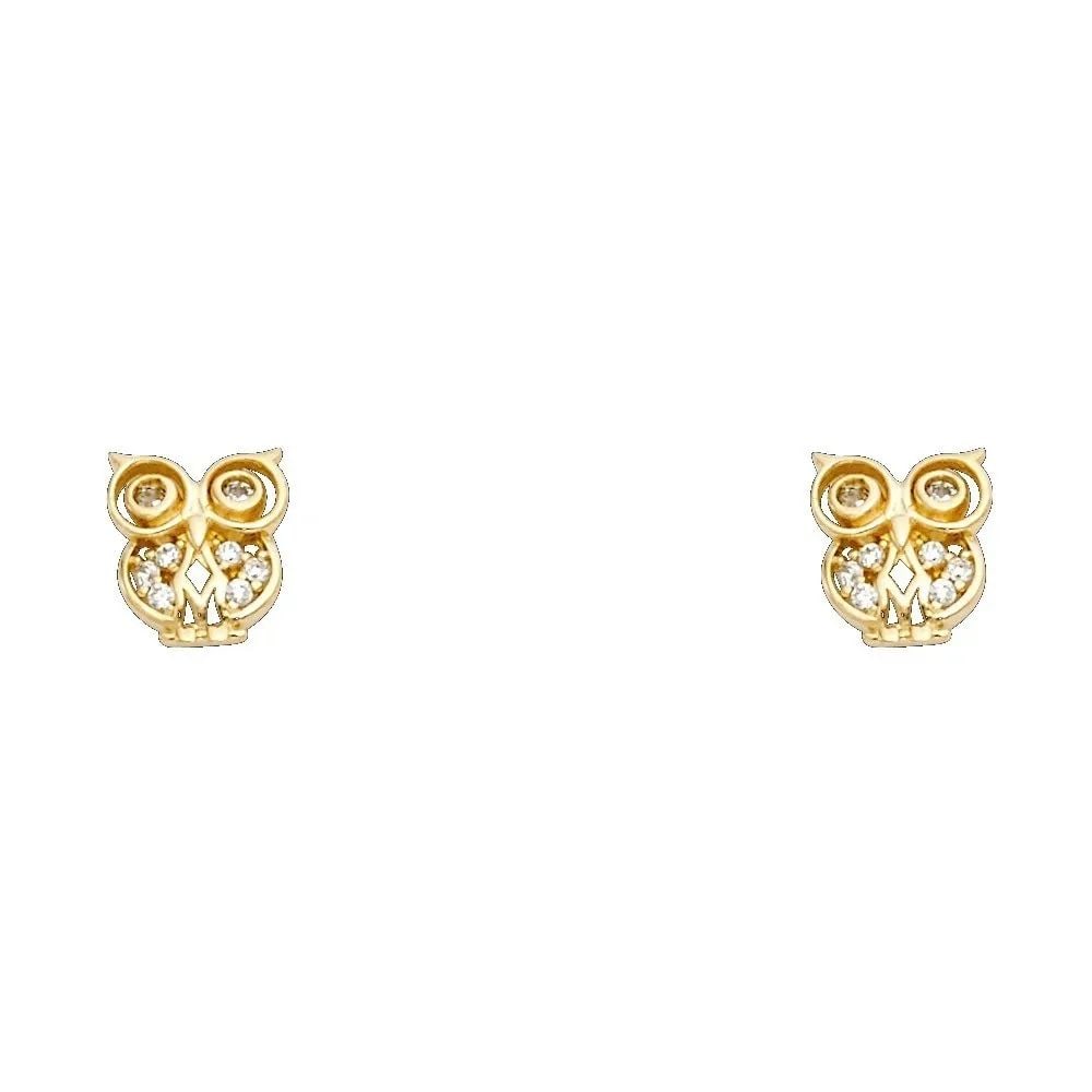 NEW 14K YELLOW GOLD OWL STUD EARRINGS WITH SCREW BACK: NEW 14K YELLOW GOLD OWL STUD EARRINGS WITH SCREW BACK OWL STUD EARRINGS WITH SCREW BACK NEW 14K YELLOW GOLD