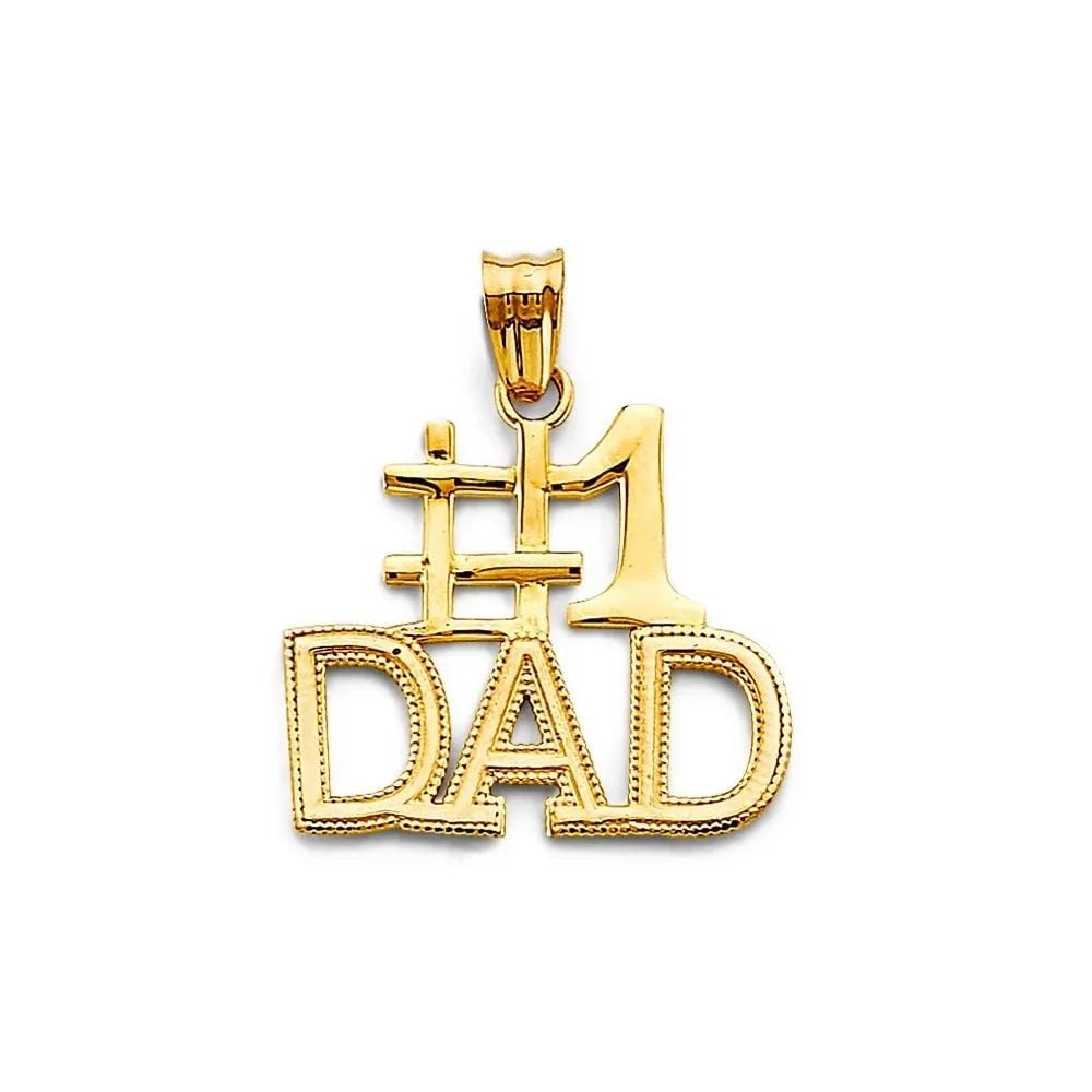 NEW 14K YELLOW GOLD #1 DAD PENDANT (1 of 2)