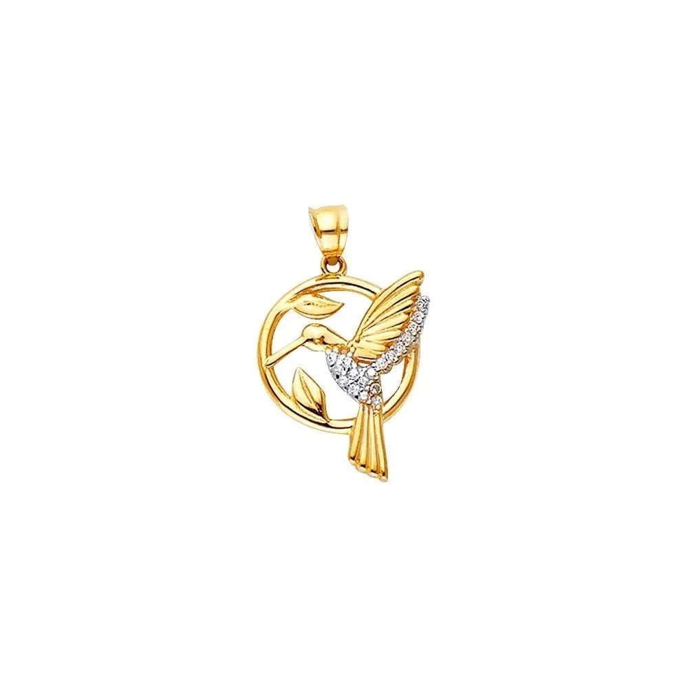 NEW 14K YELLOW GOLD HUMMING BIRD PENDANT: NEW 14K YELLOW GOLD HUMMING BIRD PENDANT HUMMING BIRD PENDANT NEW 14K YELLOW GOLD Height : 25 mm Width : 15 mm Apx. WEIGHT : 1.3g