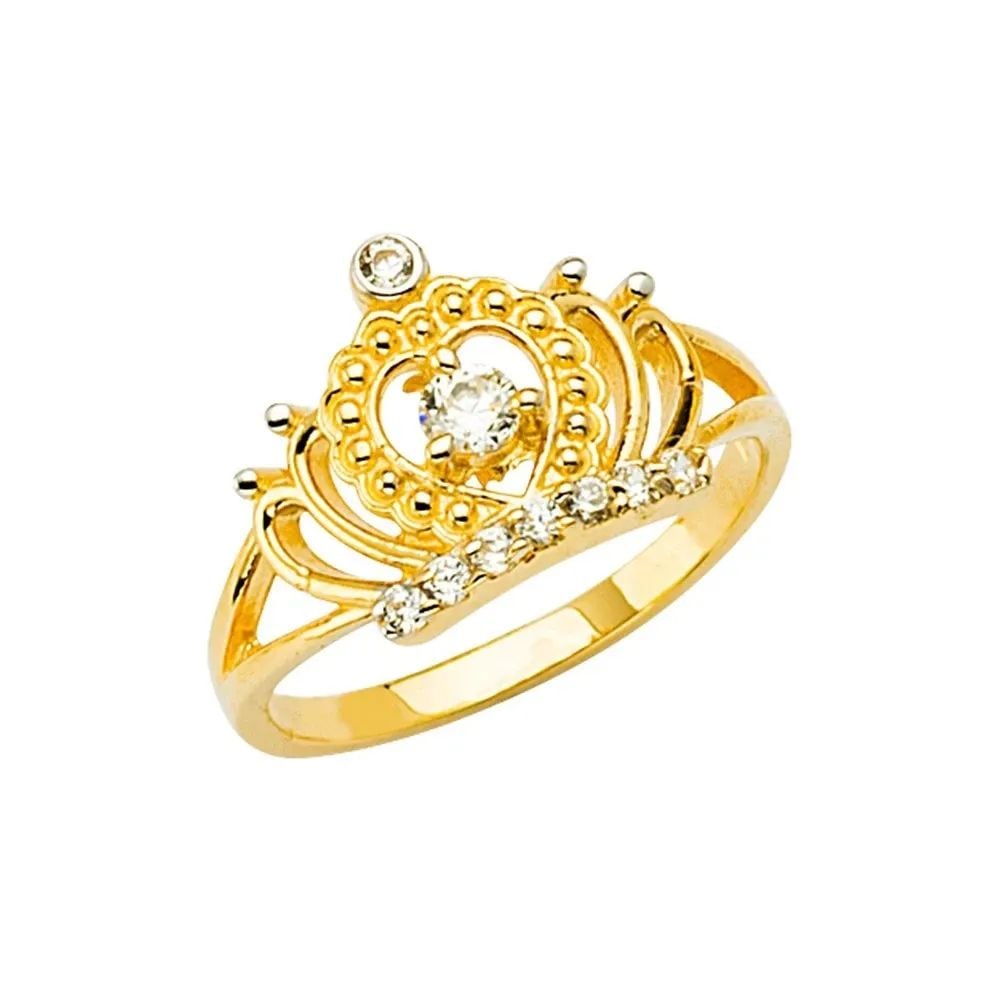 NEW 14K TWO TONE GOLD CROWN BABY RING: NEW 14K TWO TONE GOLD CROWN BABY RING CROWN BABY RING NEW 14K TWO TONE GOLD WIDTH : WEIGHT : 1.3g
