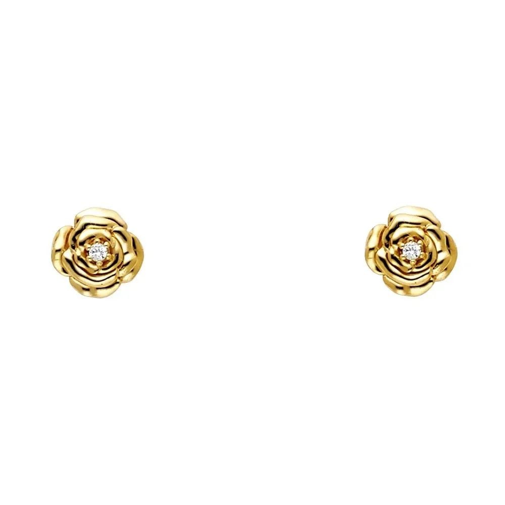 NEW 14K YELLOW GOLD FLOWER STUD EARRINGS WITH SCREW BACK: NEW 14K YELLOW GOLD FLOWER STUD EARRINGS WITH SCREW BACK FLOWER STUD EARRINGS WITH SCREW BACK NEW 14K YELLOW GOLD