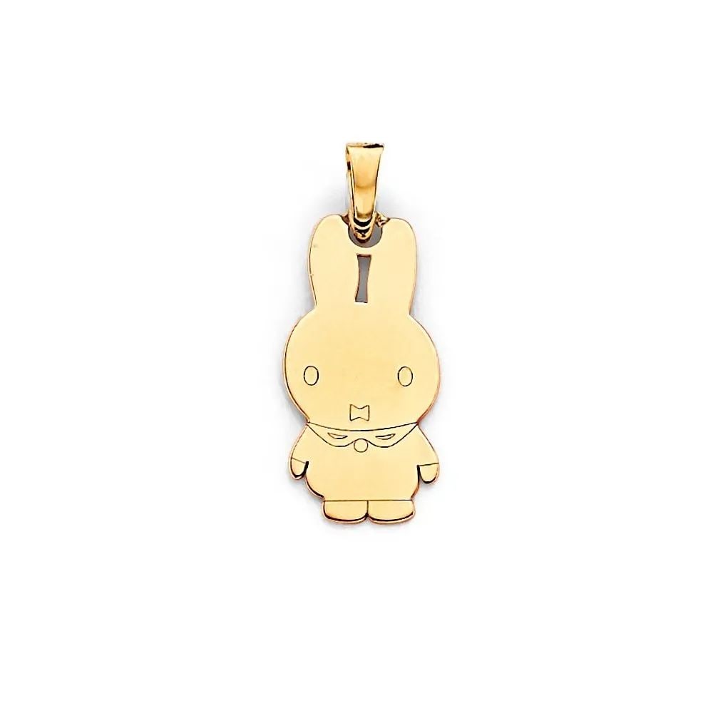 NEW 14K YELLOW GOLD RABBIT PENDANT (1 of 2)