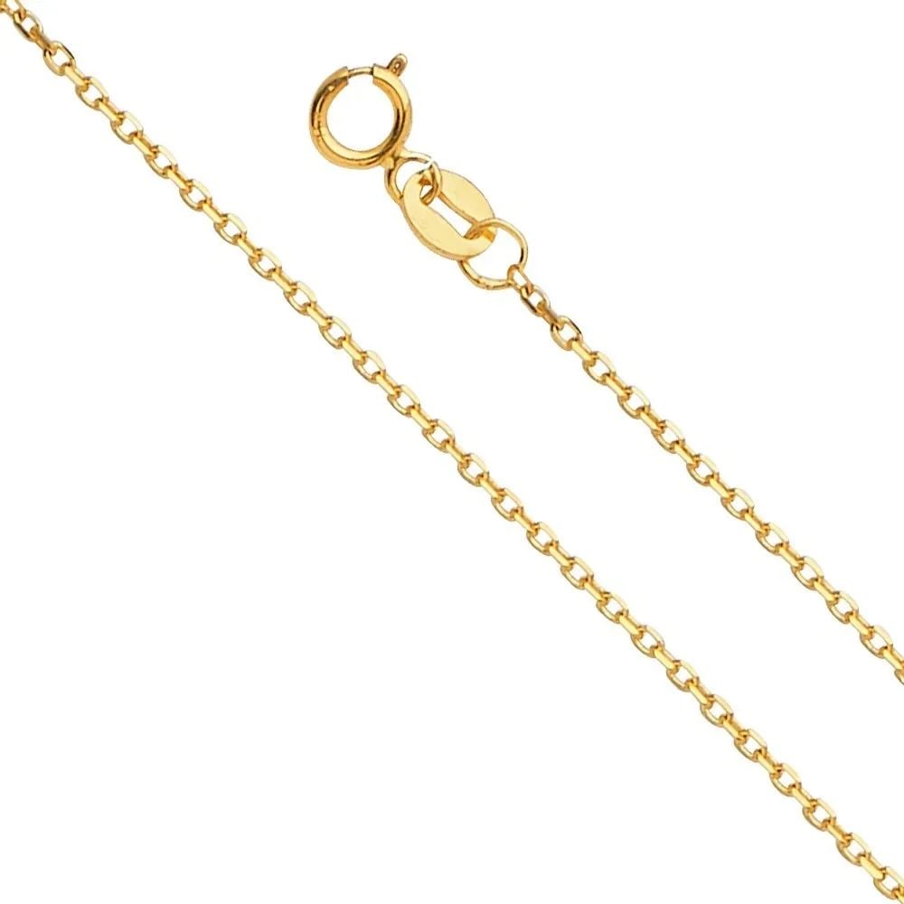 NEW 14K YELLOW GOLD 0.9MM ANGLE CUT OVAL ROLO 025 CHAIN (1 of 2)