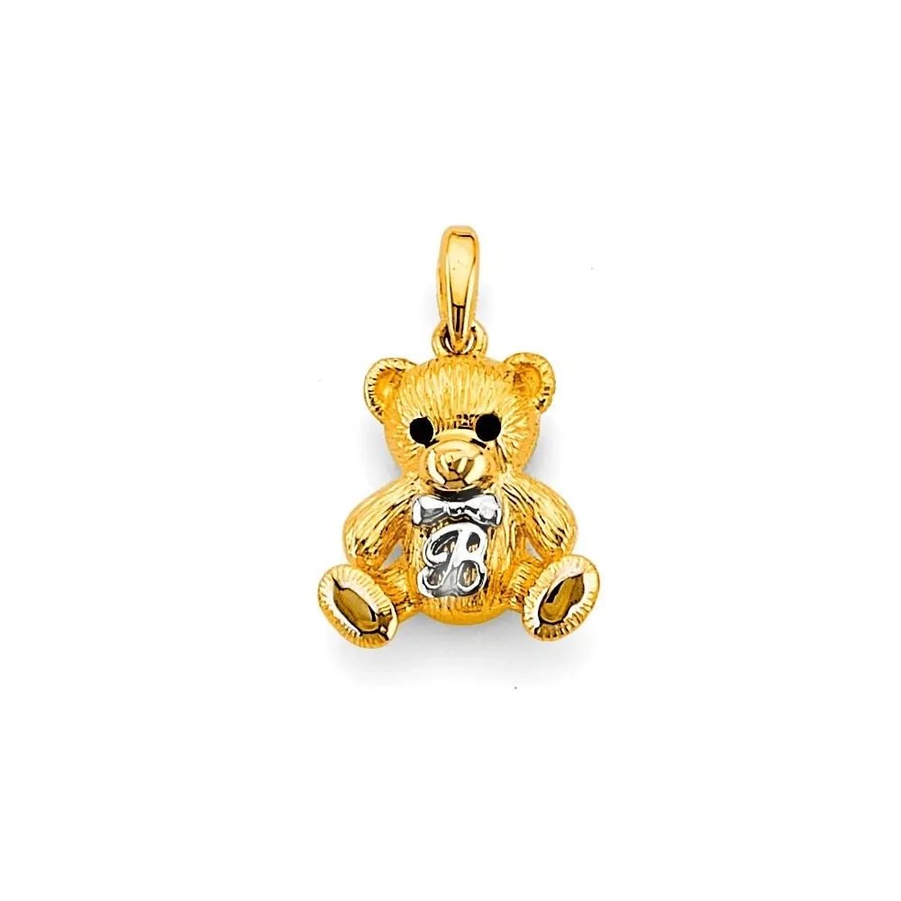 NEW 14K TWO TONE GOLD TEDDY BEAR PENDANT (1 of 2)