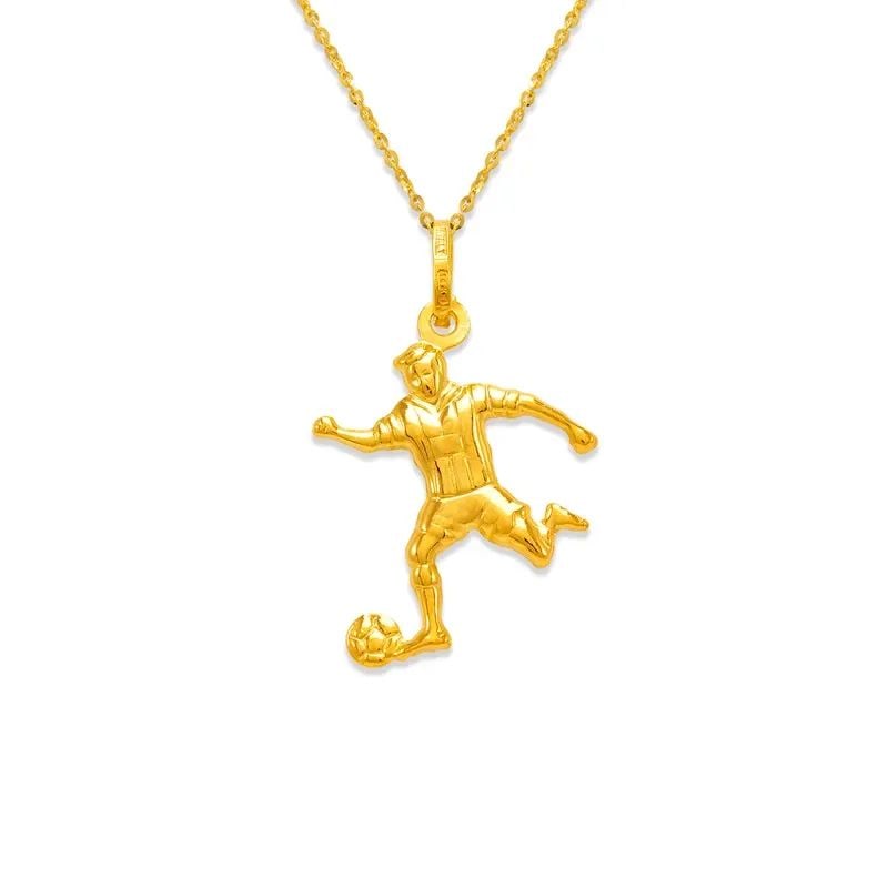 NEW 14K YELLOW GOLD SOCCER PLAYER CHARM PENDANT (1 of 2)