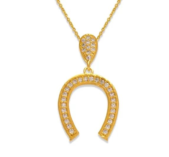 NEW 14K YELLOW GOLD FANCY HORSESHOE PENDANT (1 of 2)