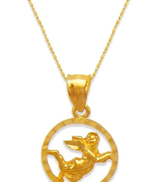 NEW 14K YELLOW GOLD ANGEL IN SPHERE PENDANT (1 of 2)