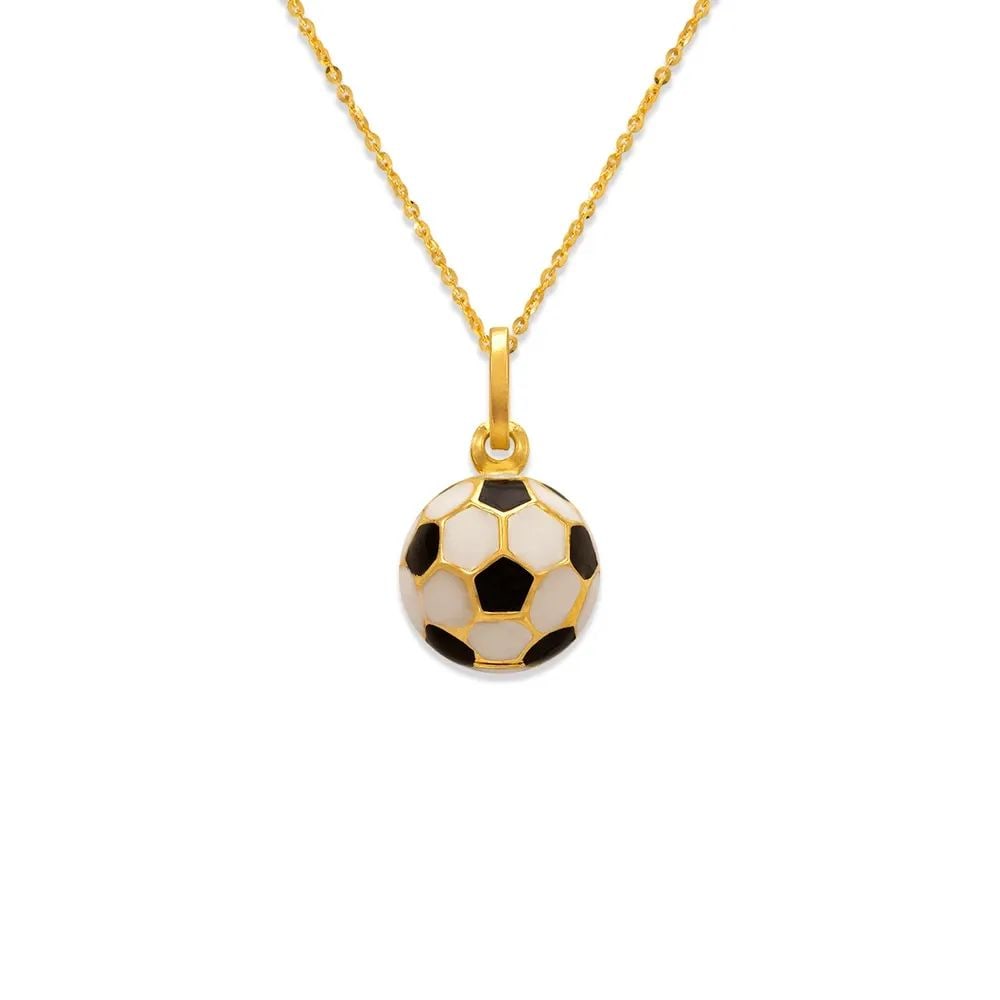NEW 14K YELLOW GOLD 10MM SOCCER BALL ENAMEL CHARM PENDANT: NEW 14K YELLOW GOLD 10MM SOCCER BALL ENAMEL CHARM PENDANT 10MM SOCCER BALL ENAMEL CHARM PENDANT NEW 14K YELLOW GOLD Apx. WIDTH: 10x10mm Apx WEIGHT: 1.1g