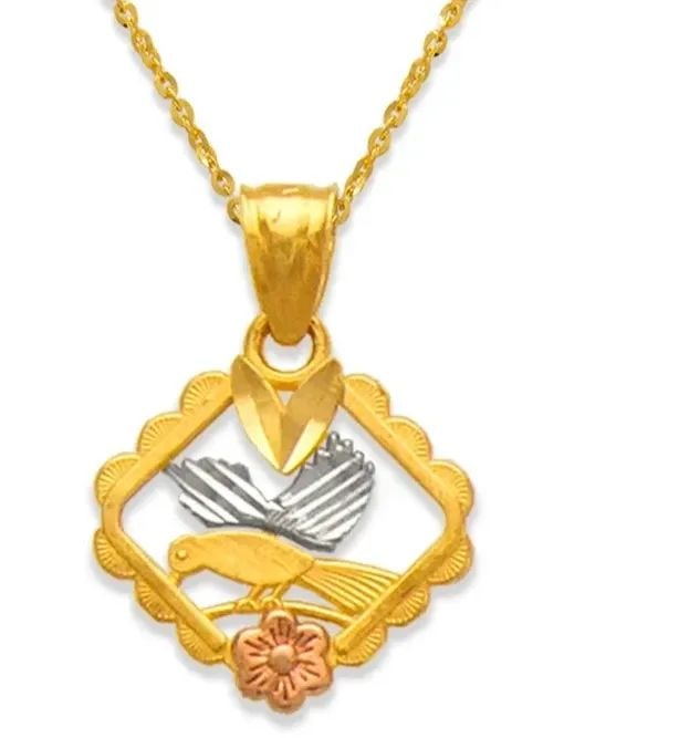 NEW 14K TRICOLOR GOLD TWO DOVES PENDANT (1 of 2)