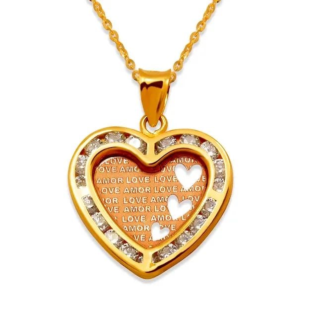 NEW 14K TRICOLOR GOLD AMOR LOVE PENDANT (1 of 2)