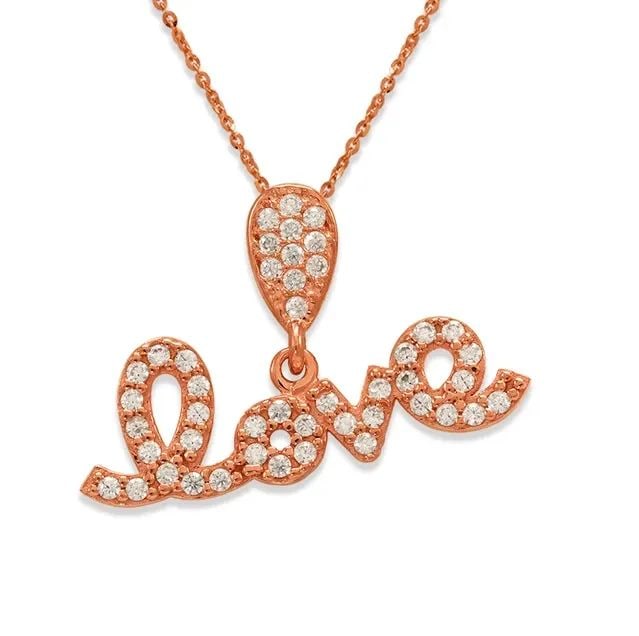 NEW 14K ROSE GOLD FANCY ROSE LOVE PENDANT (1 of 2)