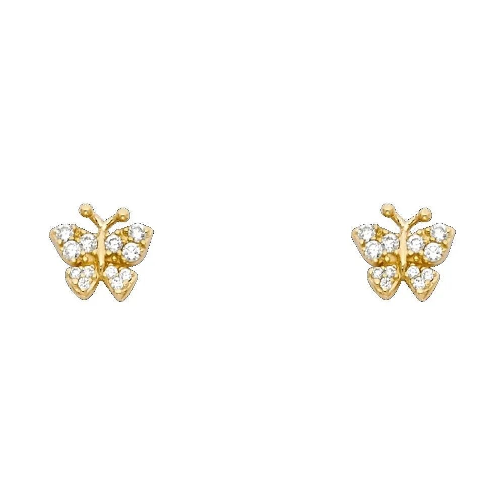 NEW 14K YELLOW GOLD BUTTERFLY STUD EARRINGS WITH SCREW BACK: NEW 14K YELLOW GOLD BUTTERFLY STUD EARRINGS WITH SCREW BACK BUTTERFLY STUD EARRINGS WITH SCREW BACK NEW 14K YELLOW GOLD