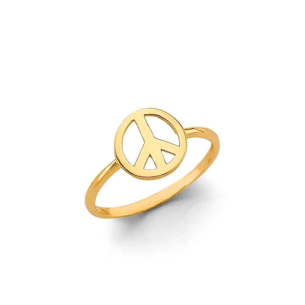 NEW 14K YELLOW GOLD PEACE SIGN RING - SIZE 7: NEW 14K YELLOW GOLD PEACE SIGN RING PEACE SIGN RING NEW 14K YELLOW GOLD WIDTH : WEIGHT : 1.3g