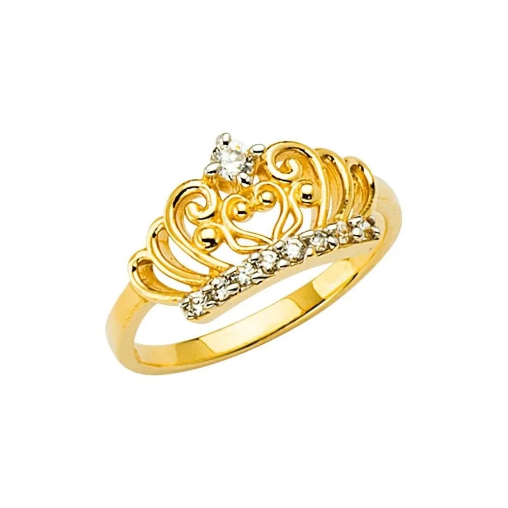 NEW 14K TWO TONE GOLD CROWN BABY RING: NEW 14K TWO TONE GOLD CROWN BABY RING CROWN BABY RING NEW 14K TWO TONE GOLD WIDTH : WEIGHT : 1.3g