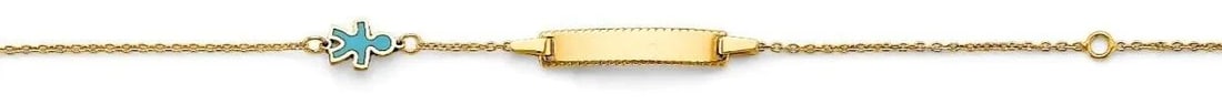 NEW 14K YELLOW GOLD ENAMEL BOY BABY ID BRACELET: NEW 14K YELLOW GOLD ENAMEL BOY BABY ID BRACELET ENAMEL BOY BABY ID BRACELET NEW 14K YELLOW GOLD LENGTH - 5+1in Apx WEIGHT - 1.3g
