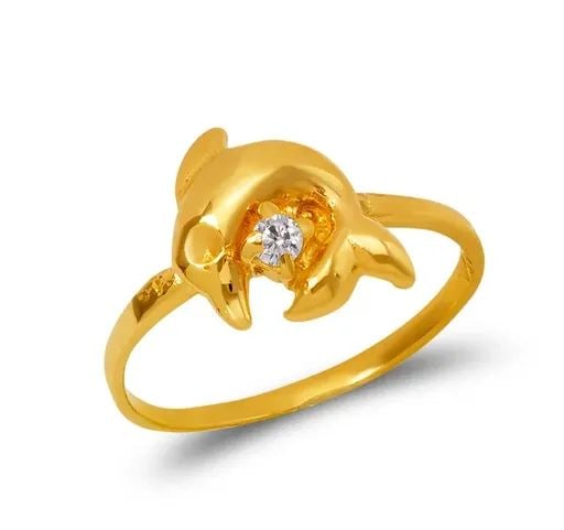 NEW 14K YELLOW GOLD KIDS DOLPHIN RING (1 of 2)