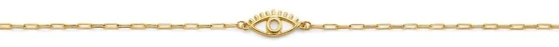 NEW 14K YELLOW GOLD EVIL EYE CENTER LIGHT BRACELET (1 of 2)