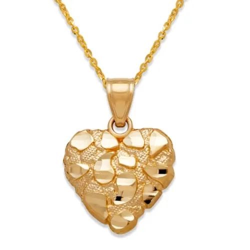 NEW 14K YELLOW GOLD HEART NUGGET PENDANT: NEW 14K YELLOW GOLD HEART NUGGET PENDANT HEART NUGGET PENDANT NEW 14K YELLOW GOLD Apx. WIDTH: 14x14mm Apx WEIGHT: 1.3g