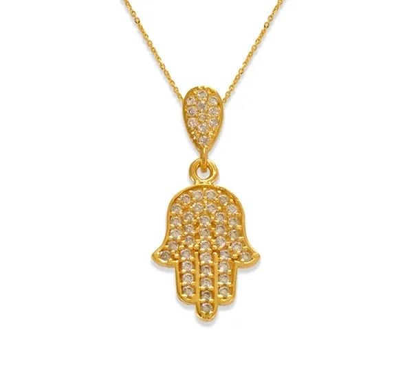 NEW 14K YELLOW GOLD FANCY HAND OF FATIMA PENDANT (1 of 2)