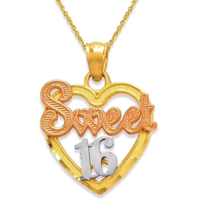 NEW 14K TRICOLOR GOLD SWEET 16 HEART PENDANT: NEW 14K TRICOLOR GOLD SWEET 16 HEART PENDANT SWEET 16 HEART PENDANT NEW 14K TRICOLOR GOLD Apx. WIDTH: 16x16mm Apx WEIGHT: 1.3g