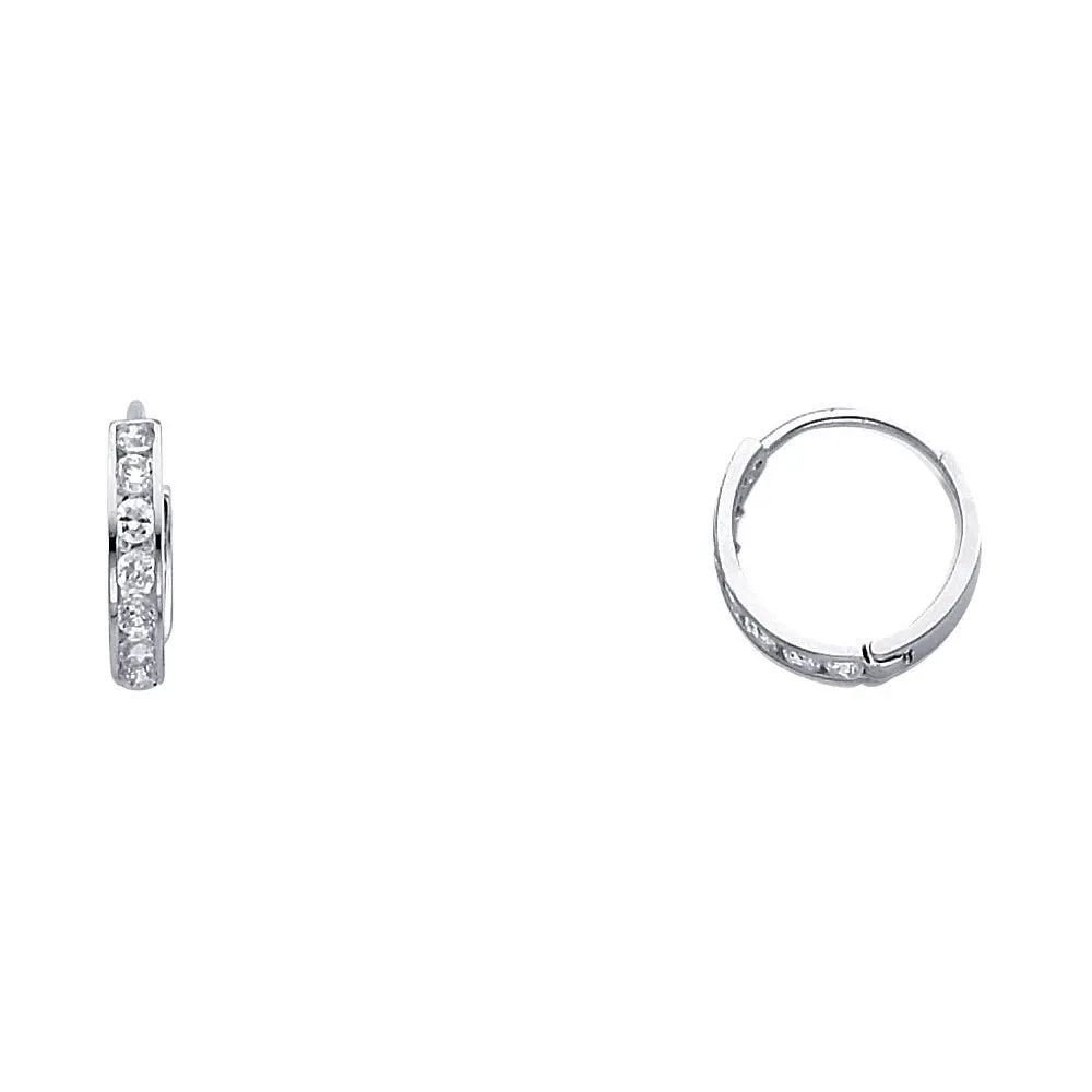 NEW 14K WHITE GOLD HUGGIES EARRINGS (1 of 2)