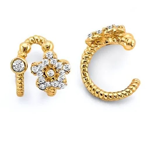 NEW 14K YELLOW GOLD FLOWER EARRINGS CUFF (SINGLE PIECE): NEW 14K YELLOW GOLD FLOWER EARRINGS CUFF (SINGLE PIECE) FLOWER EARRINGS CUFF (SINGLE PIECE) NEW 14K YELLOW GOLD HEIGHT - 8 mm WIDTH - 8 mm Apx WEIGHT - 0.8 g