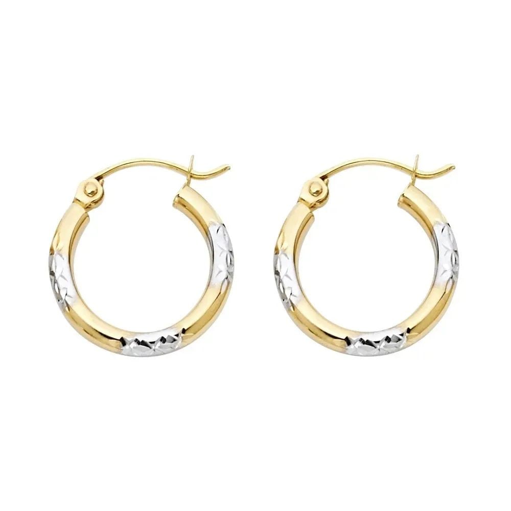 NEW 14K TWO TONE GOLD DC HOOP EARRINGS: NEW 14K TWO TONE GOLD DC HOOP EARRINGS DC HOOP EARRINGS NEW 14K TWO TONE GOLD Height : 15 mm Width : 15 mm Weight : 0.9g