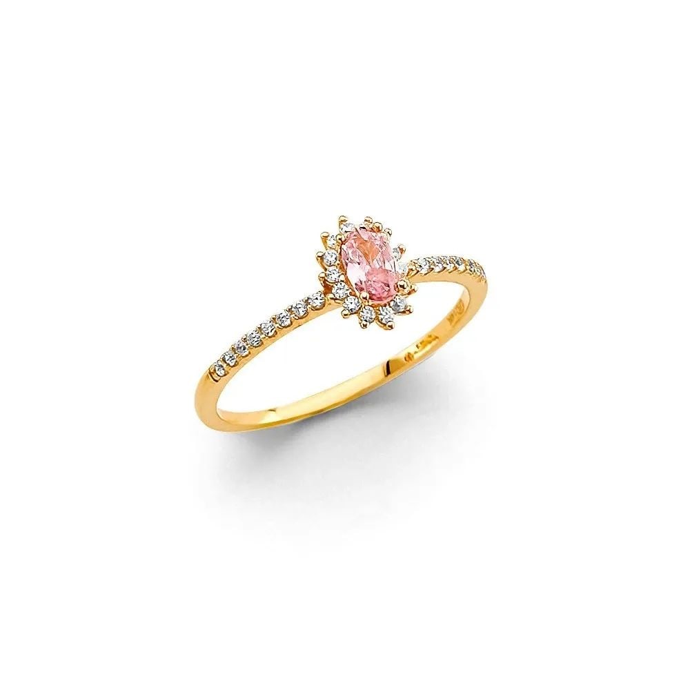 NEW 14K YELLOW GOLD FANCY PINK RING - SIZE 7 (1 of 2)