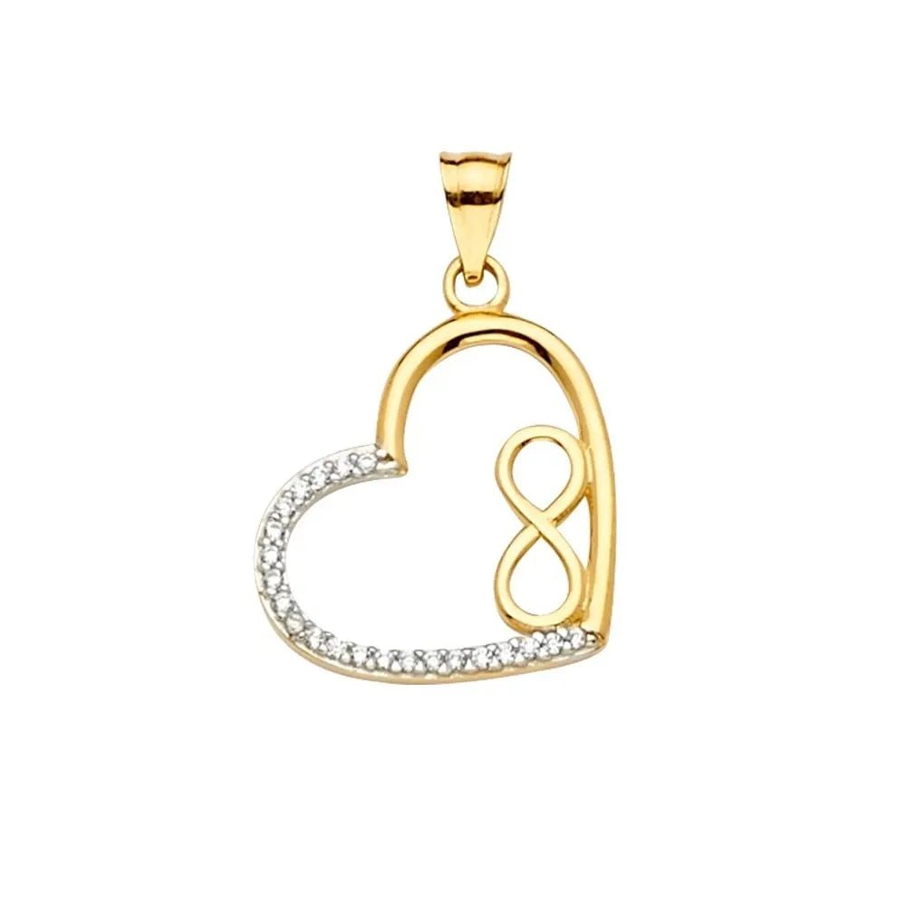NEW 14K YELLOW GOLD HEART INFINITY PENDANT: NEW 14K YELLOW GOLD HEART INFINITY PENDANT HEART INFINITY PENDANT NEW 14K YELLOW GOLD Height : 25 mm Width : 16 mm Apx. WEIGHT : 1.2g