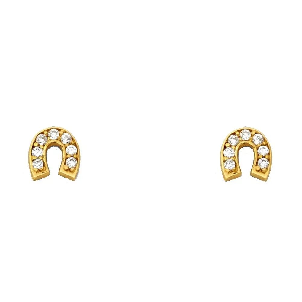 NEW 14K YELLOW GOLD HORSE SHOE STUD EARRINGS WITH SCREW BACK: NEW 14K YELLOW GOLD HORSE SHOE STUD EARRINGS WITH SCREW BACK HORSE SHOE STUD EARRINGS WITH SCREW BACK NEW 14K YELLOW GOLD