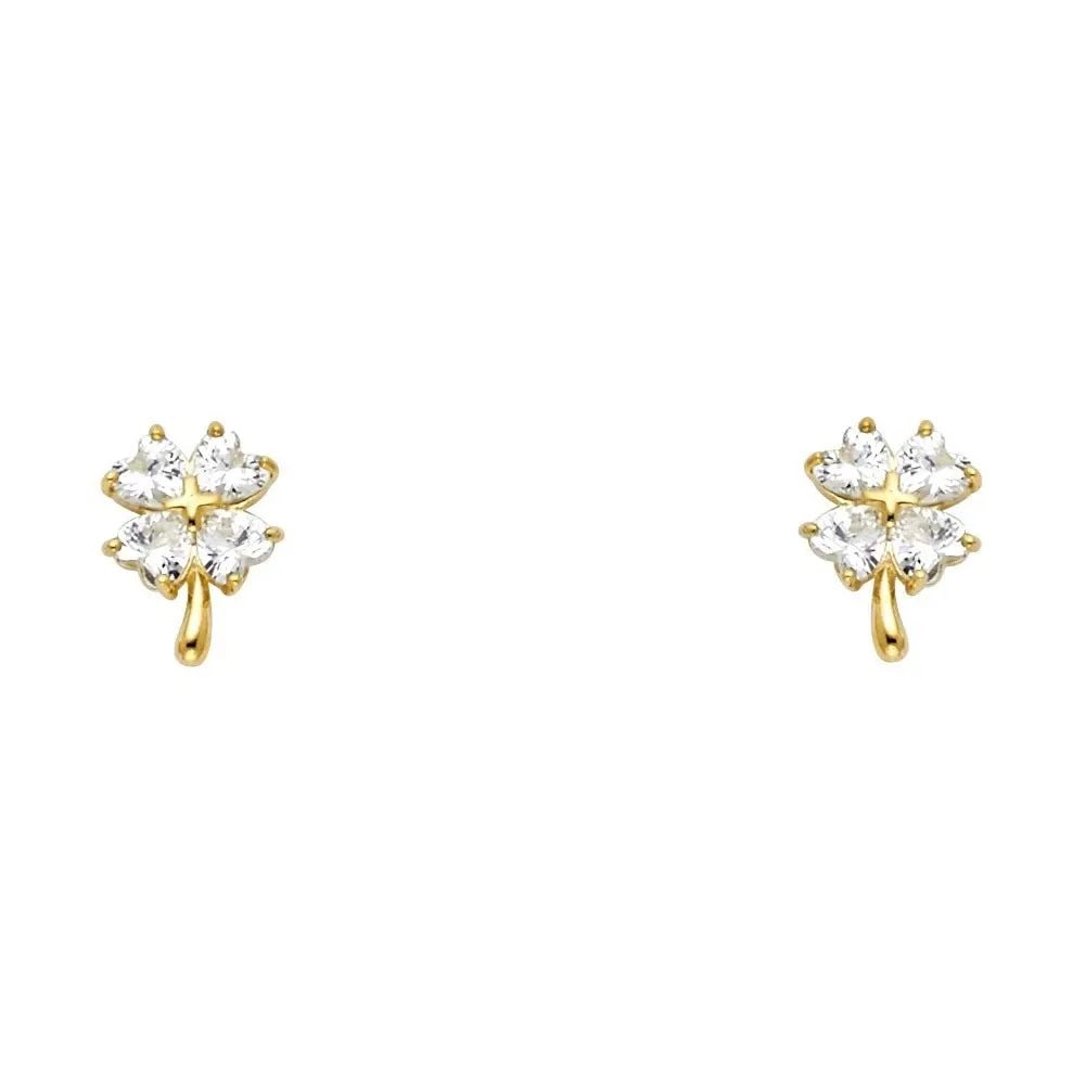 NEW 14K YELLOW GOLD CLOVER STUD EARRINGS WITH SCREW BACK: NEW 14K YELLOW GOLD CLOVER STUD EARRINGS WITH SCREW BACK CLOVER STUD EARRINGS WITH SCREW BACK NEW 14K YELLOW GOLD