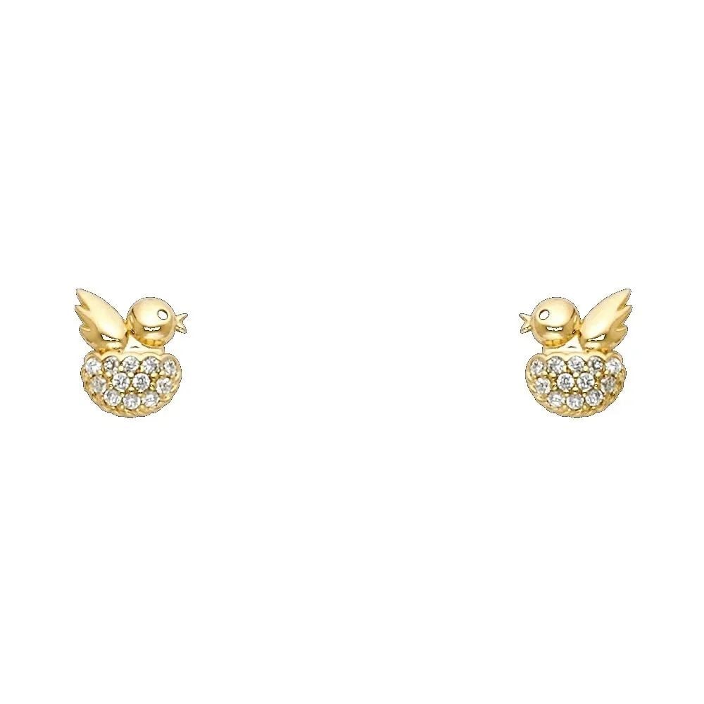 NEW 14K YELLOW GOLD BIRD STUD EARRINGS WITH SCREW BACK: NEW 14K YELLOW GOLD BIRD STUD EARRINGS WITH SCREW BACK BIRD STUD EARRINGS WITH SCREW BACK NEW 14K YELLOW GOLD