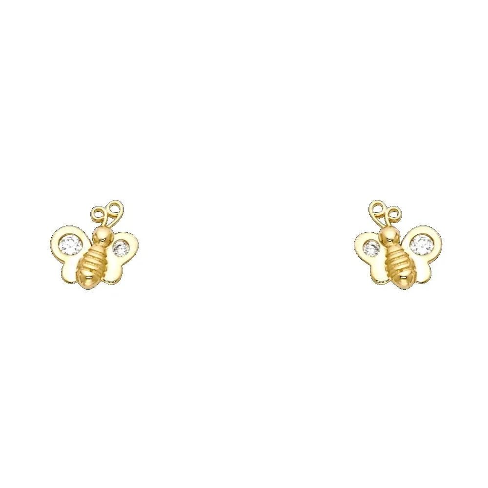 NEW 14K YELLOW GOLD BEE STUD EARRINGS WITH SCREW BACK: NEW 14K YELLOW GOLD BEE STUD EARRINGS WITH SCREW BACK BEE STUD EARRINGS WITH SCREW BACK NEW 14K YELLOW GOLD