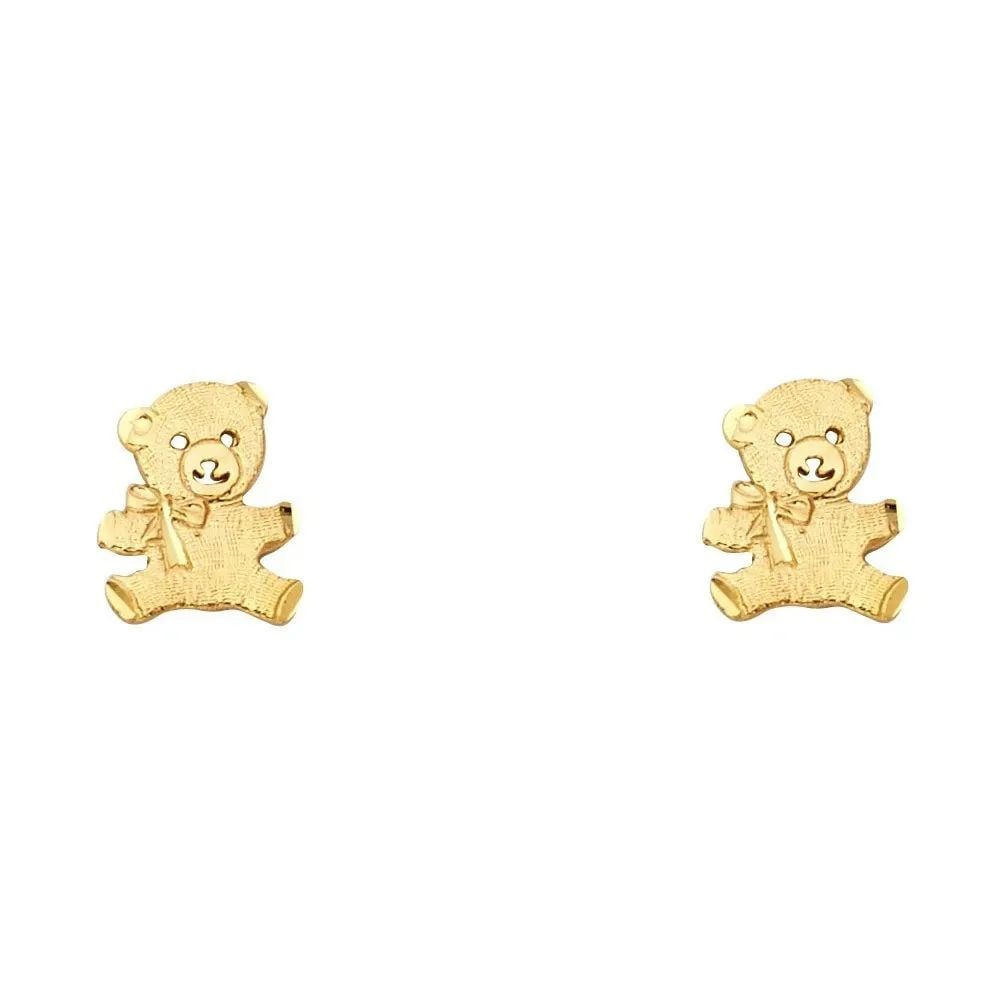 NEW 14K YELLOW GOLD SMALL BEAR POST EARRINGS (1 of 2)