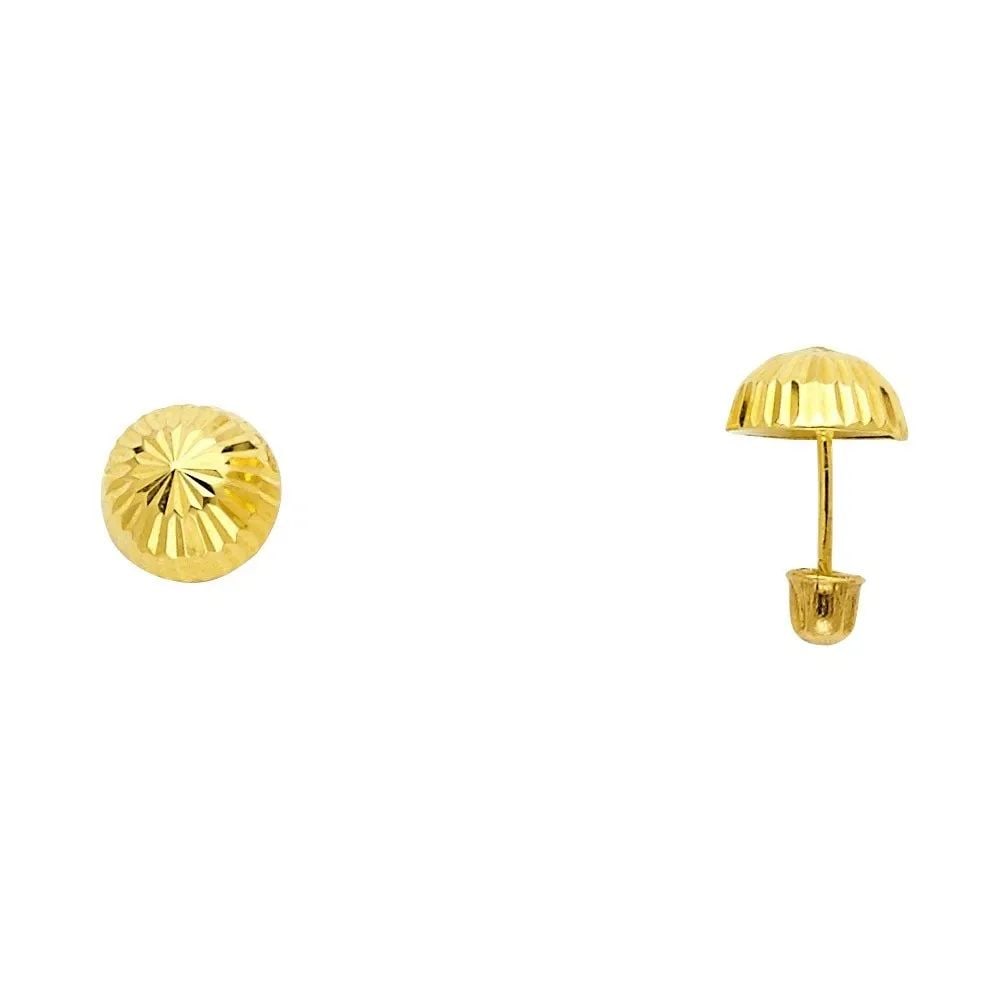 NEW 14K YELLOW GOLD 7.5MM SCREW BACK FLUTED HALF BALL STUD EARRINGS: NEW 14K YELLOW GOLD 7.5MM SCREW BACK FLUTED HALF BALL STUD EARRINGS 7.5MM SCREW BACK FLUTED HALF BALL STUD EARRINGS NEW 14K YELLOW GOLD