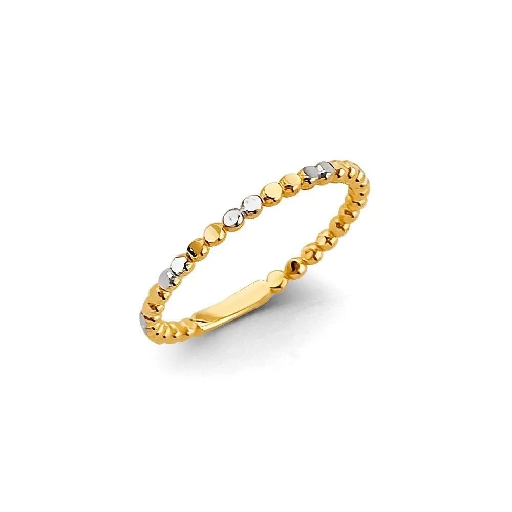 NEW 14K TWO TONE GOLD STACKABLE BALL RING - SIZE 7 (1 of 2)