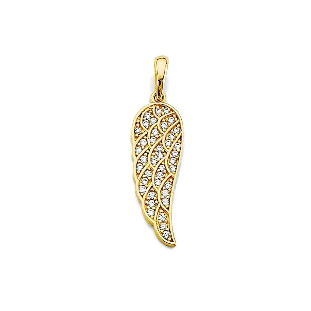 NEW 14K TWO TONE GOLD WING PENDANT (1 of 2)