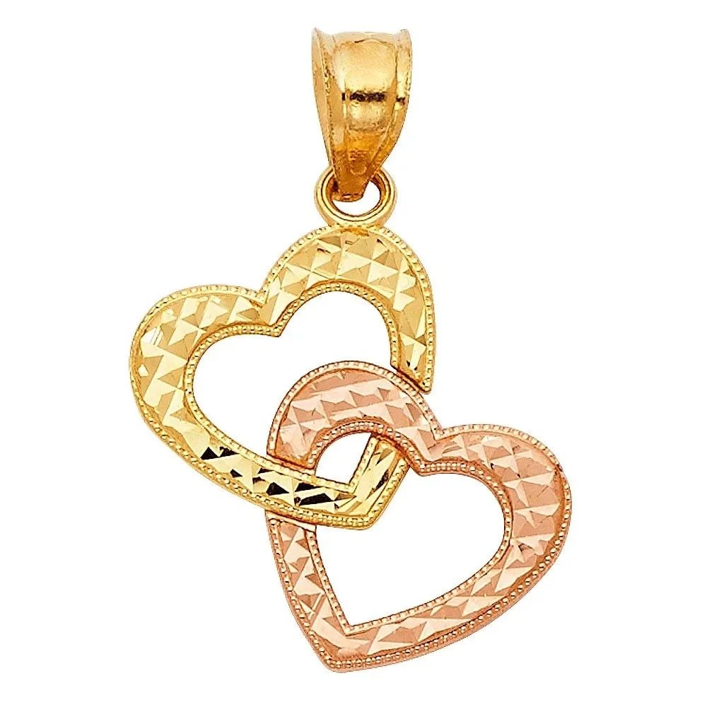 NEW 14K TWO TONE GOLD HEART PENDANT: NEW 14K TWO TONE GOLD HEART PENDANT HEART PENDANT NEW 14K TWO TONE GOLD Height : 20 mm Width : 18 mm Apx. WEIGHT : 1g