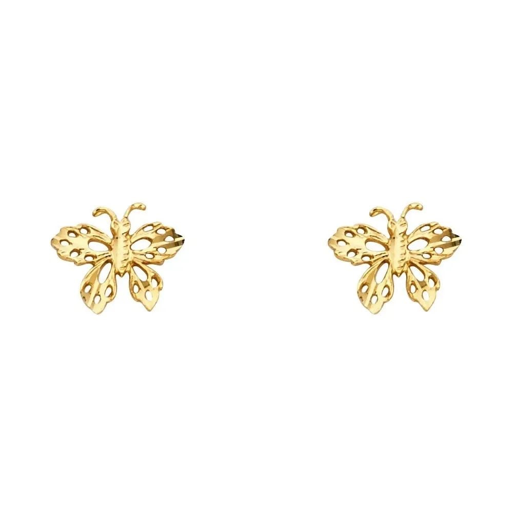 NEW 14K YELLOW GOLD SMALL BUTTERFLY POST EARRINGS (1 of 2)