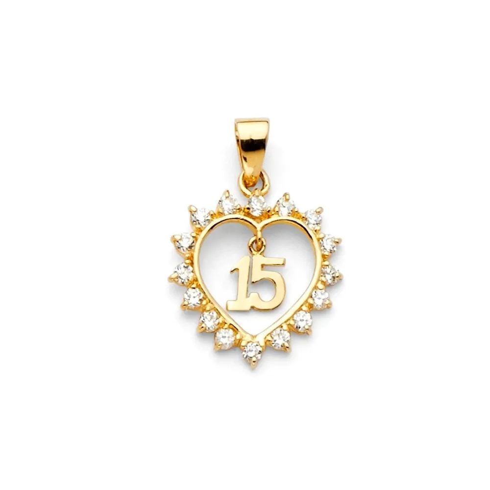 NEW 14K YELLOW GOLD 15 YEARS HEART PENDANT: NEW 14K YELLOW GOLD 15 YEARS HEART PENDANT 15 YEARS HEART PENDANT NEW 14K YELLOW GOLD Height : 15 mm Width : 15 mm Apx. WEIGHT : 1g