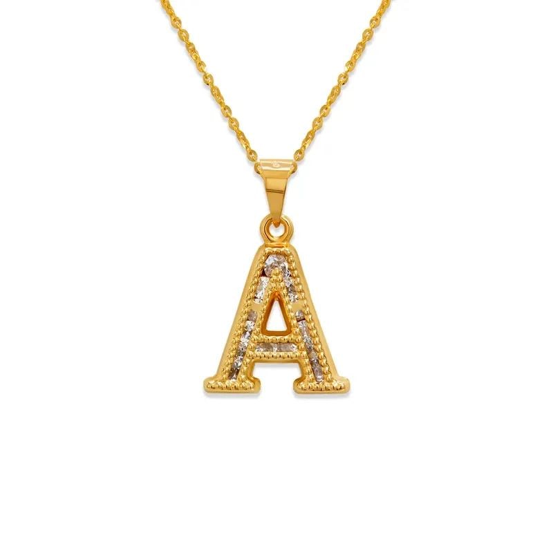 NEW 14K YELLOW GOLD INITIAL "A" PENDANT (1 of 2)